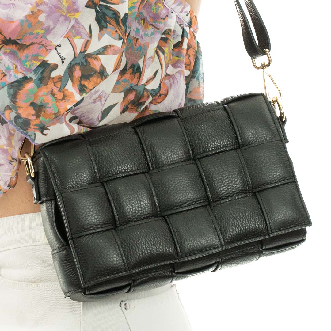 Borsa A Tracolla In Vera Pelle Intrecciata Donna Rindway - Main Image