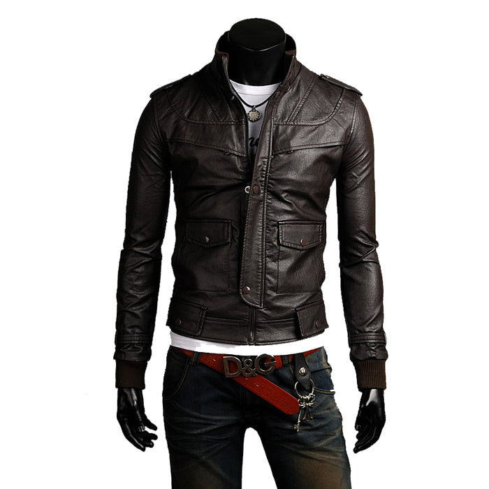 Slim Men's Genuine Leather Jacket Artisan Production Cod.059-Rindway Outlet