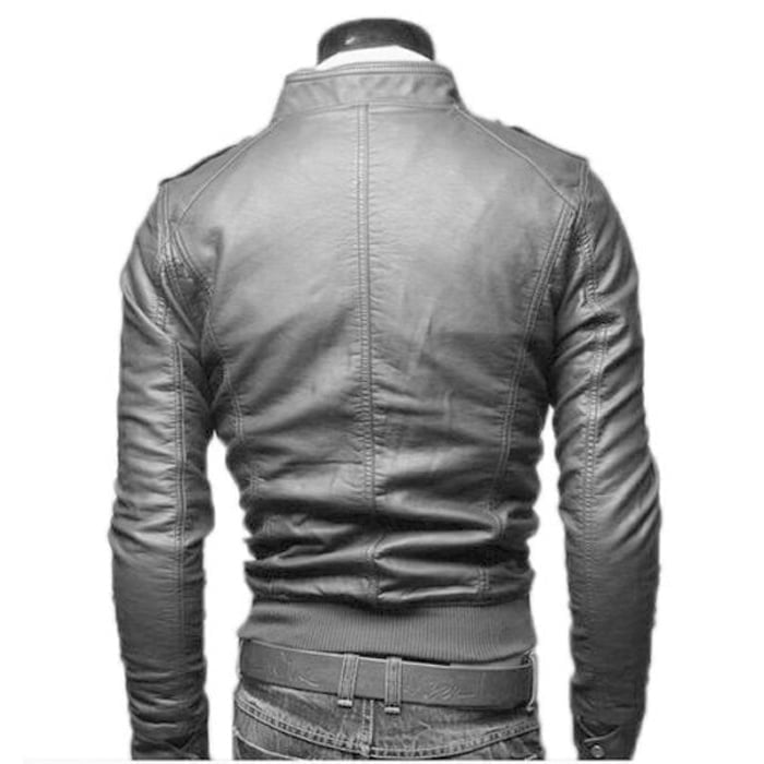 Giubbotto Giacca In Pelle PU Uomo Slim Produzione Artigianale Cod.236-Outlet Rindway