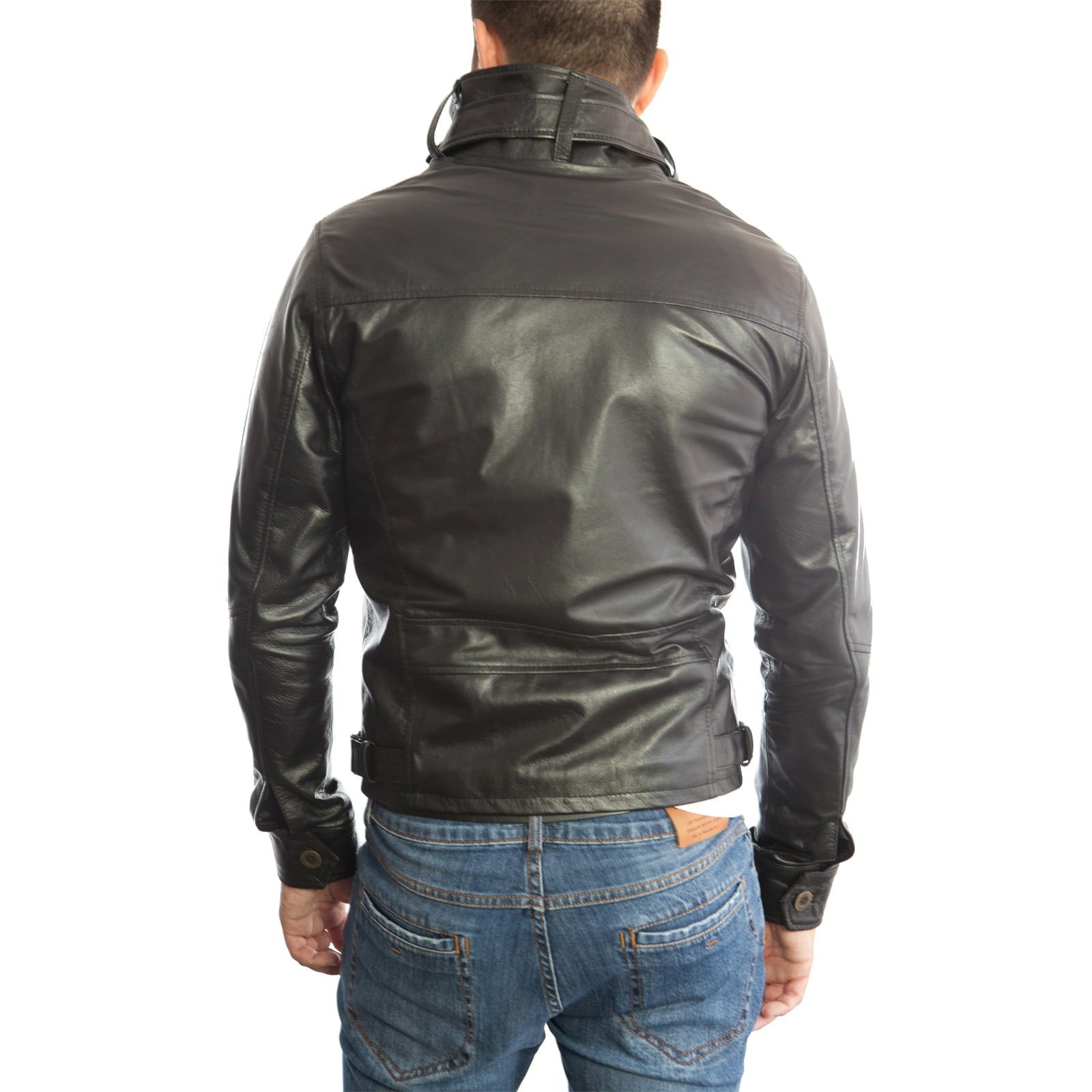 Giubbotto Giacca In Pelle PU Uomo Slim Produzione Artigianale Cod.104-Outlet Rindway