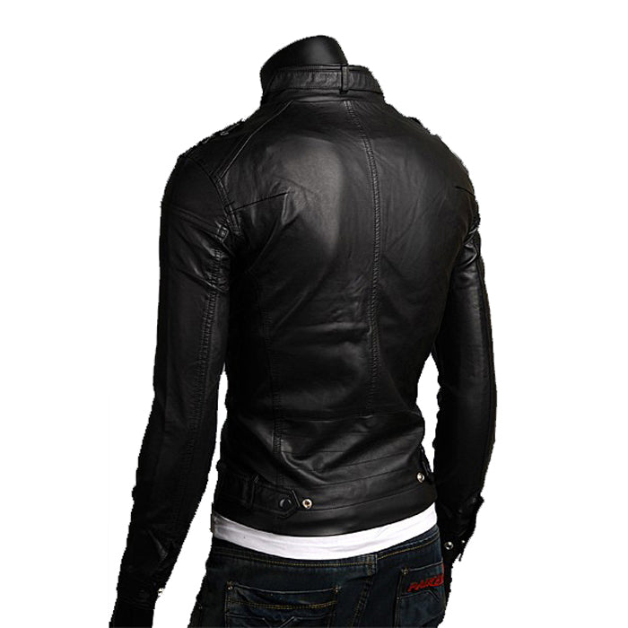 Slim Men's Genuine Leather Jacket Artisan Production Cod.182-Rindway Outlet