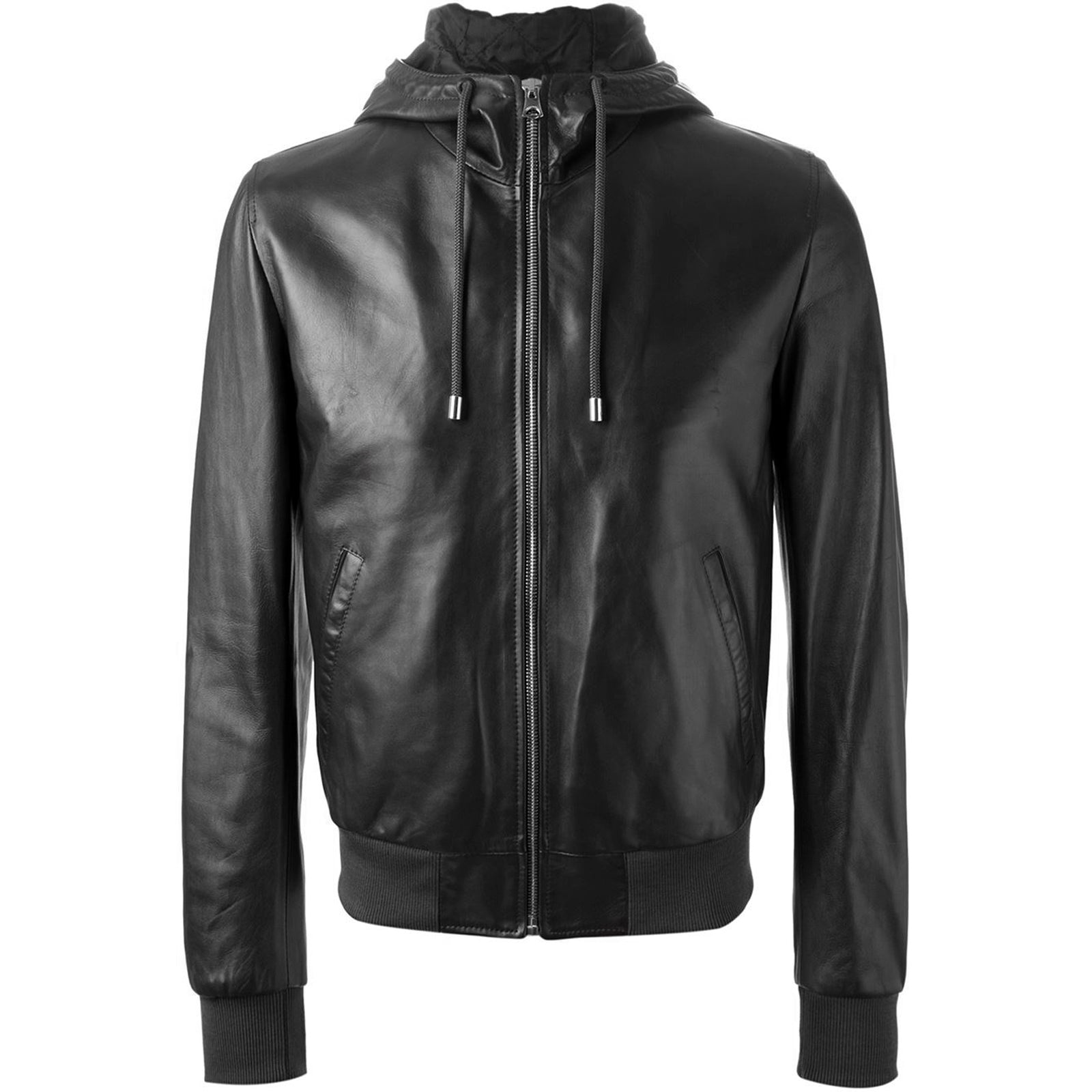 Giubbotto Bomber In Pelle PU NERO Uomo Slim Con Tagli Frontali Outlet Rindway