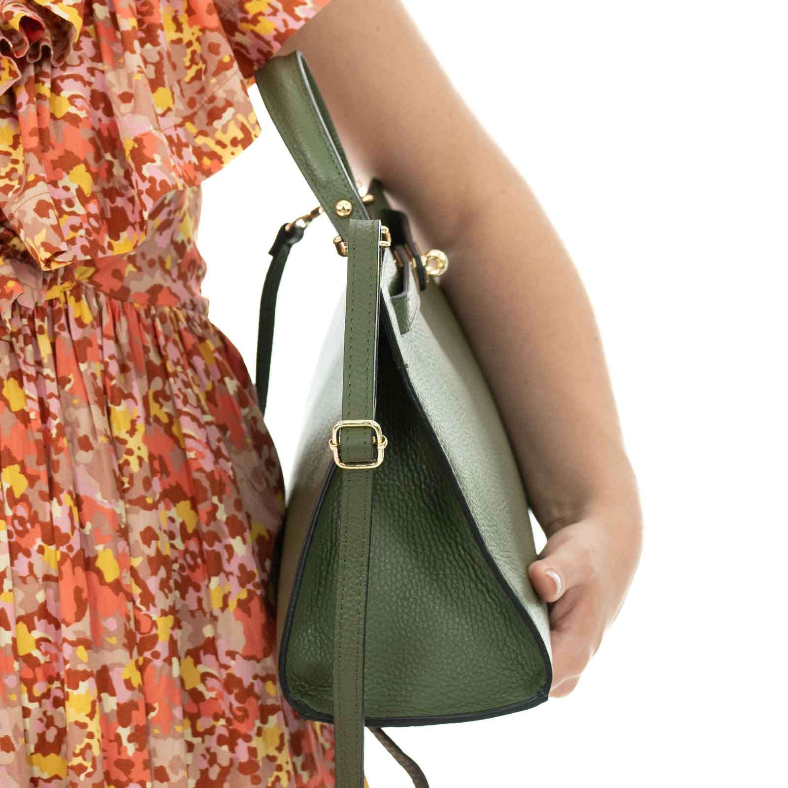 Borsa A Mano In Vera Pelle Semi Rigida Donna Chiusura Con Fibbia Rindway