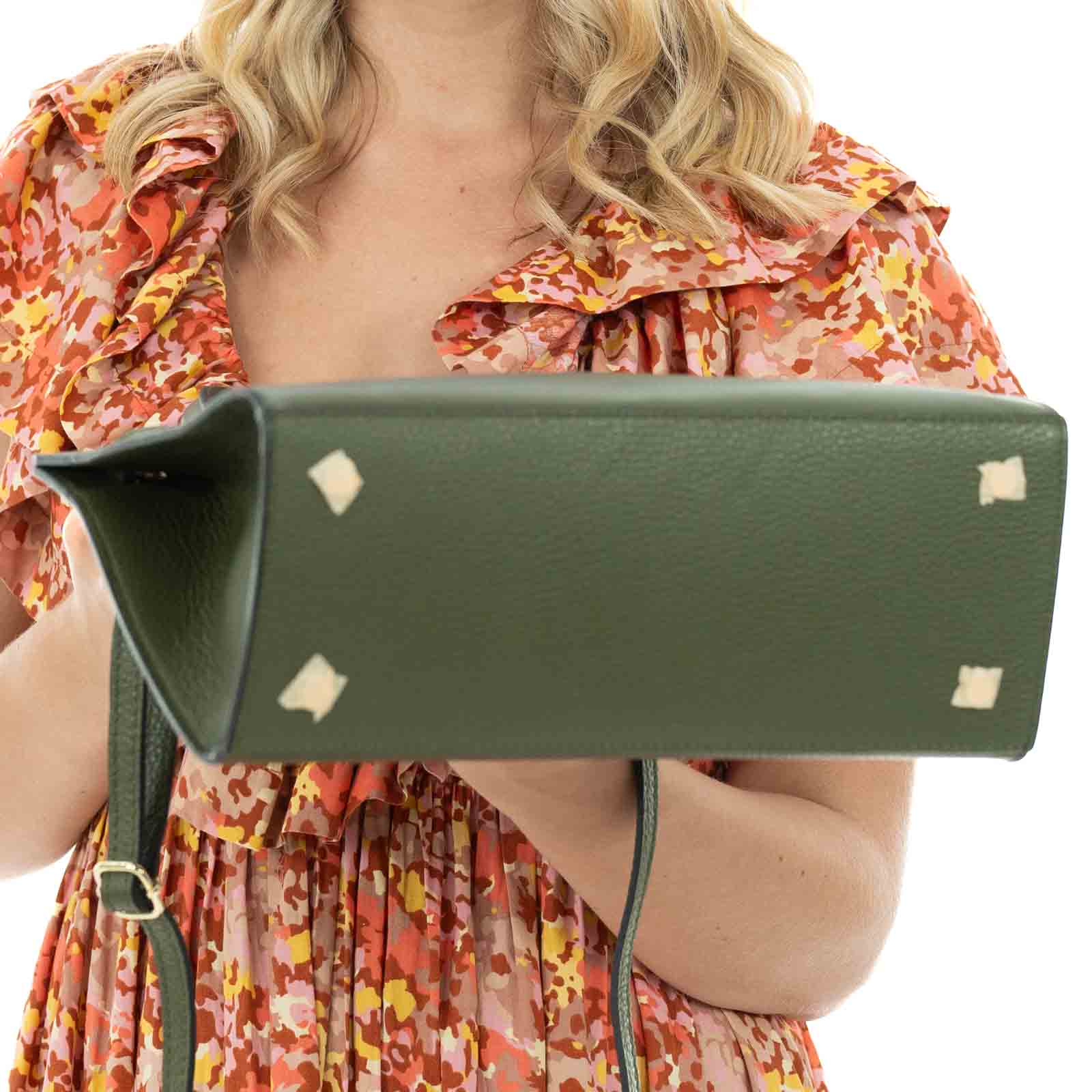 Borsa A Mano In Vera Pelle Semi Rigida Donna Chiusura Con Fibbia Rindway