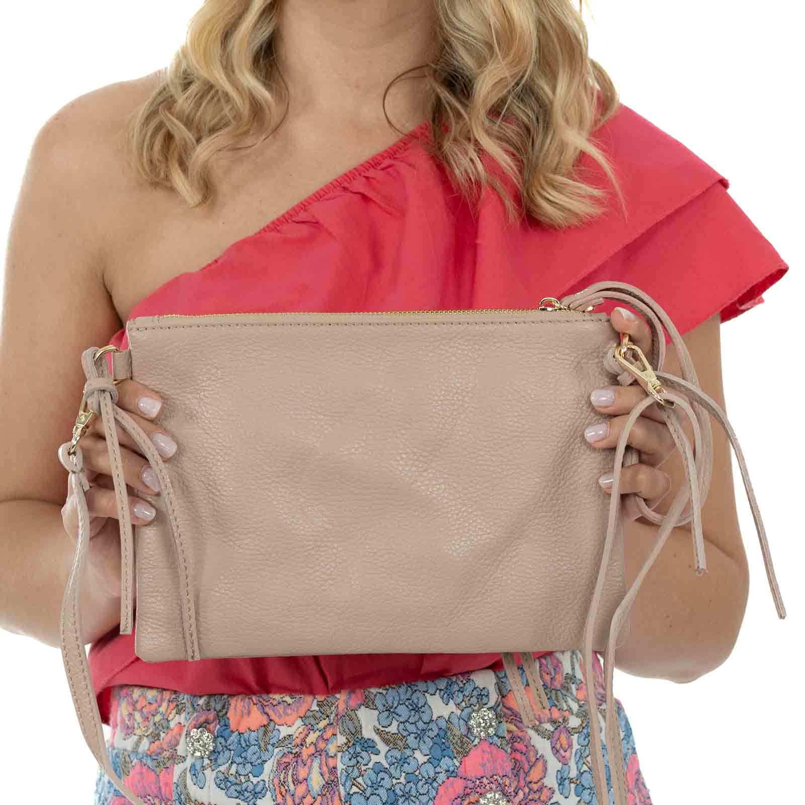 Borsa Pochette In Vera Pelle Morbida Donna Rindway