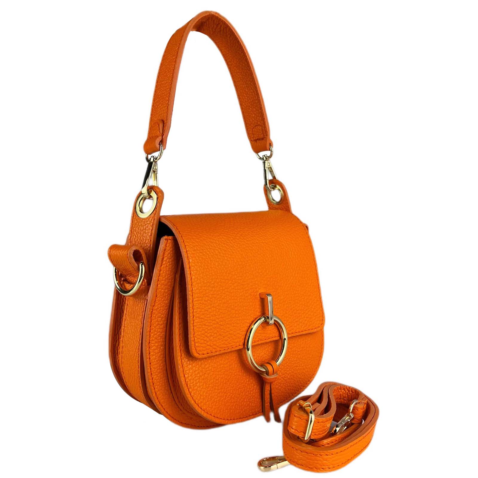 Borsa Hobo A Mano Con Tracolla In Vera Pelle Donna Dettagli Oro Rindway