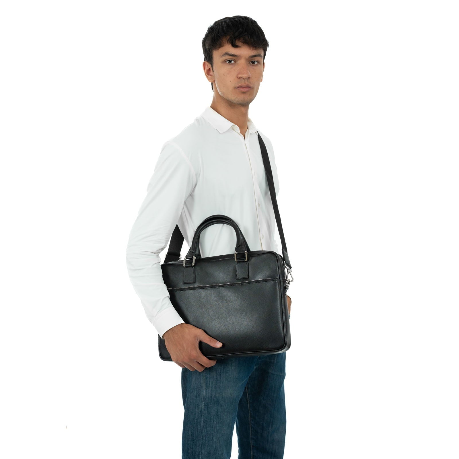 Borsa Portadocumenti Computer In Vera Pelle Uomo Donna Tasca Esterna Rindway