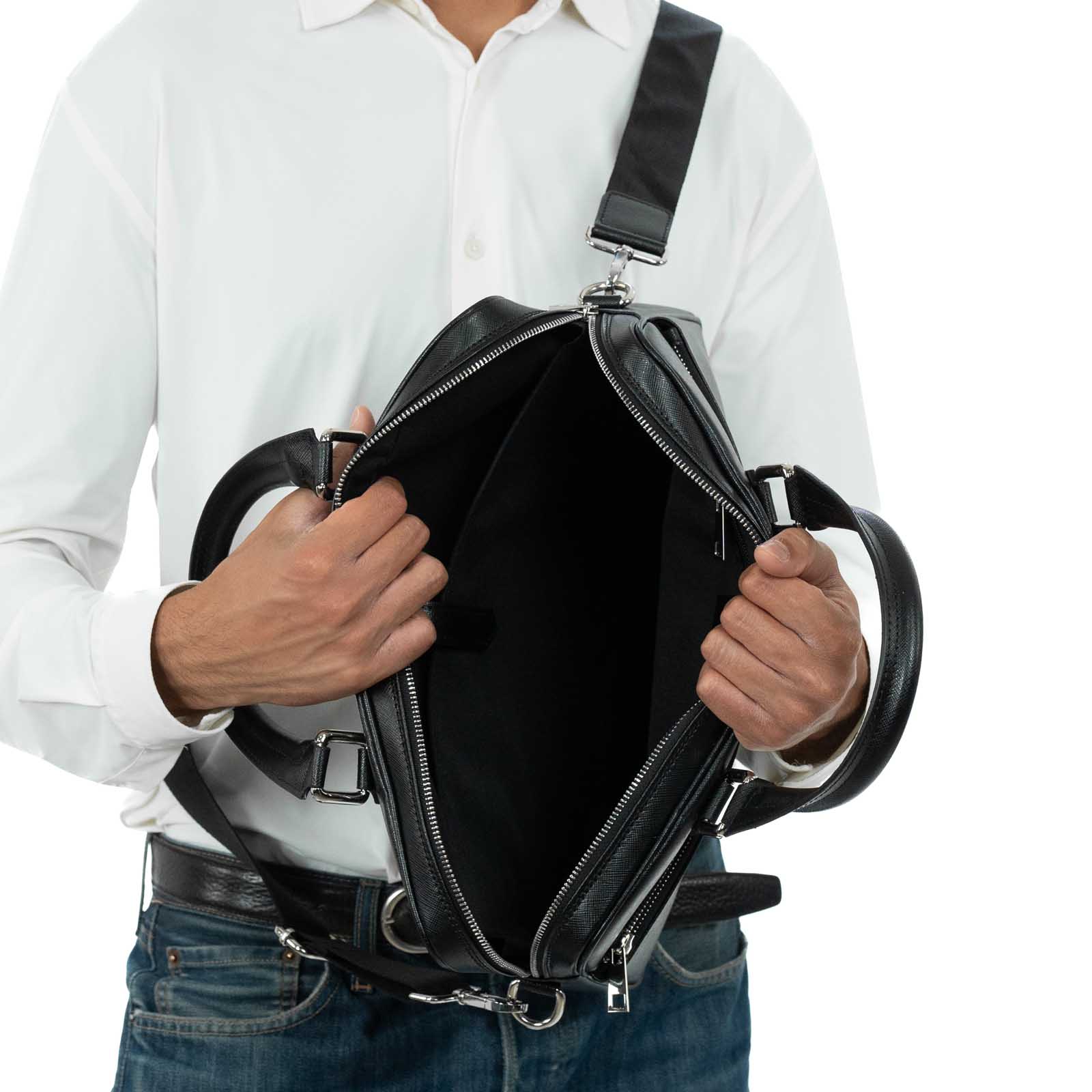 Borsa Portadocumenti Computer In Vera Pelle Uomo Donna Tasca Esterna Rindway