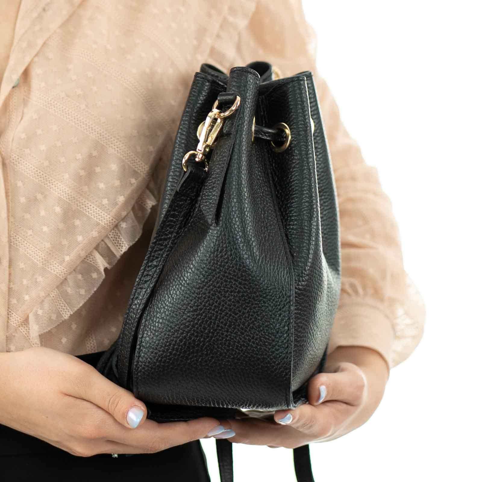 Borsa Secchiello In Vera Pelle Dollaro Donna Misura Media Rindway