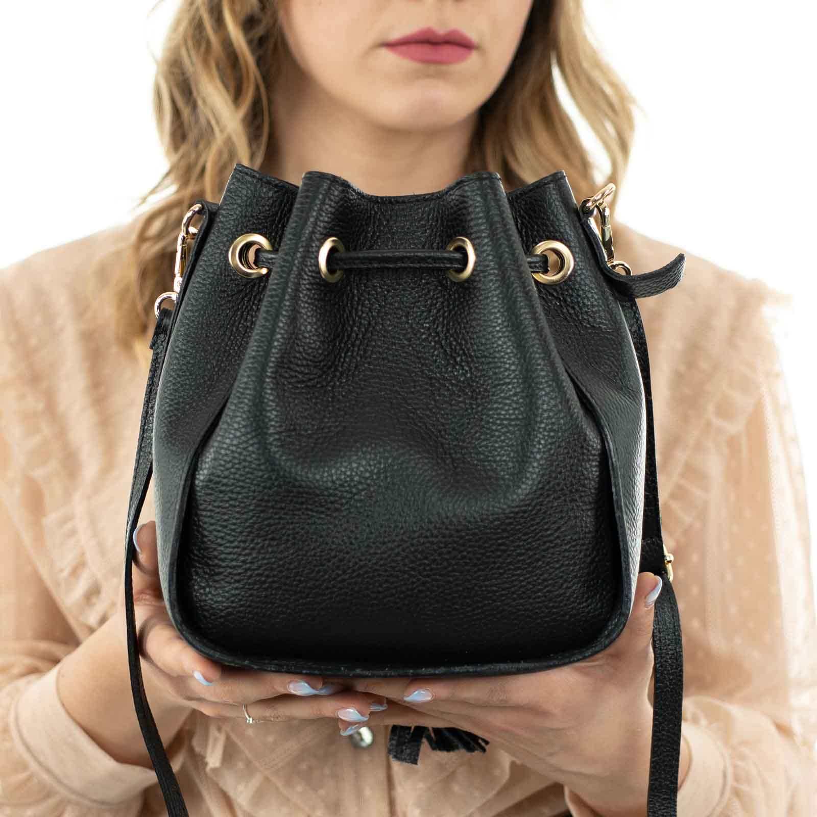 Borsa Secchiello In Vera Pelle Dollaro Donna Misura Media Rindway