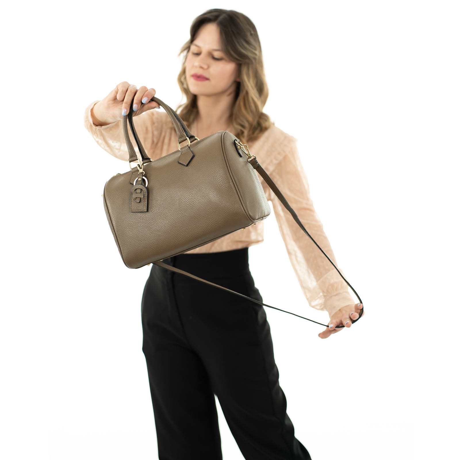 Borsa Bauletto A Mano In Vera Pelle Donna Unico Scomparto Rindway