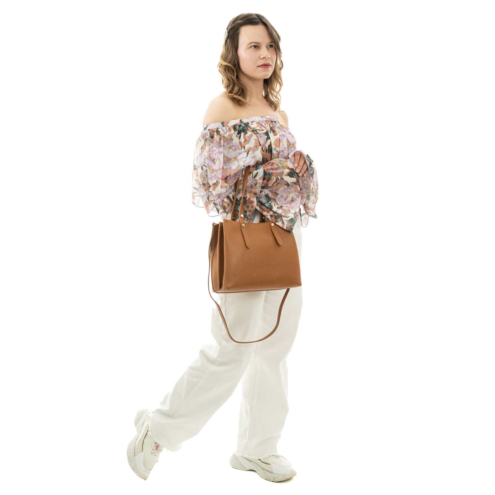 Borsa Shopper A Mano In Vera Pelle Semi Rigida Donna Media Rindway