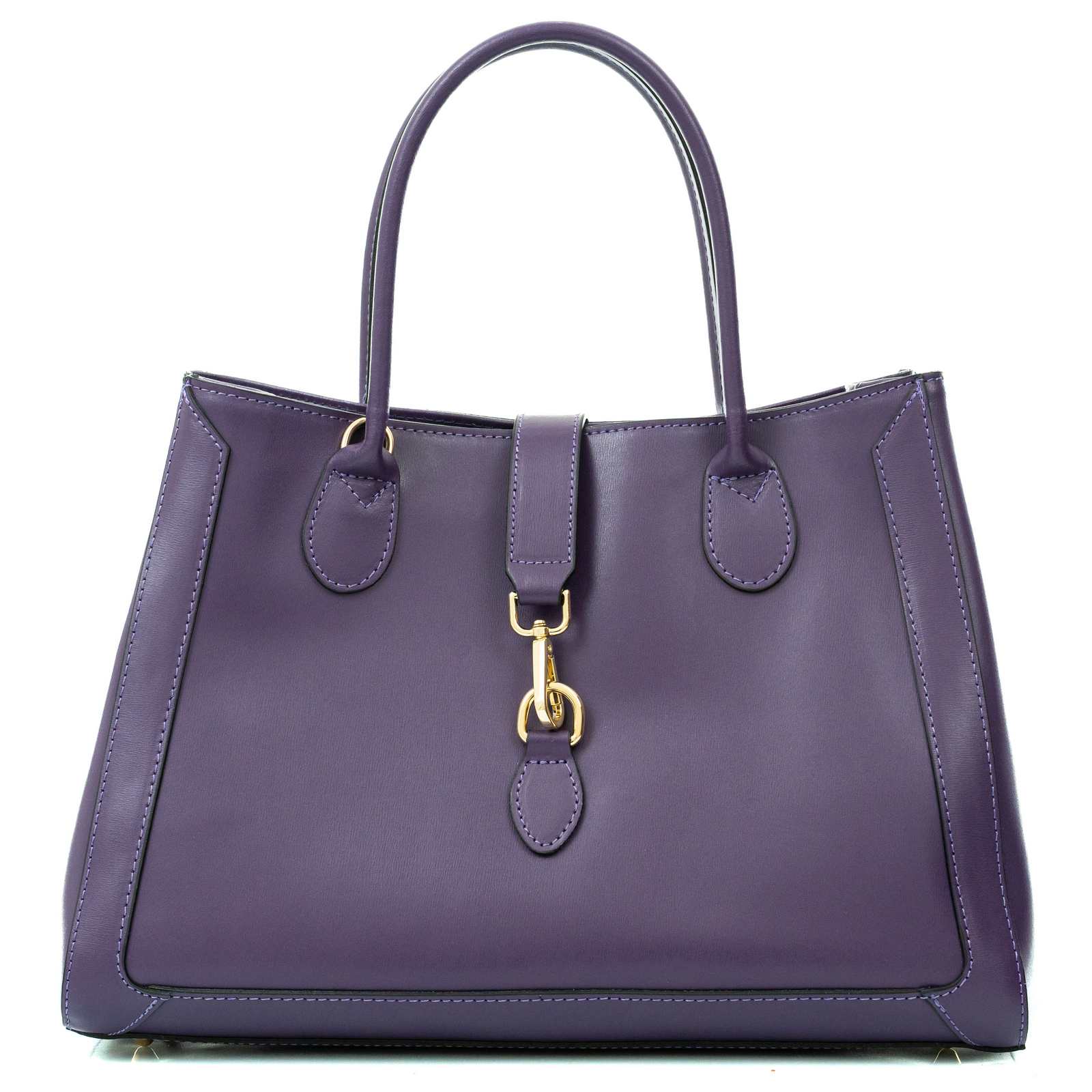 Borsa A Mano Grande In Vera Pelle Vitello Donna Chiusura Con Gancio Rindway