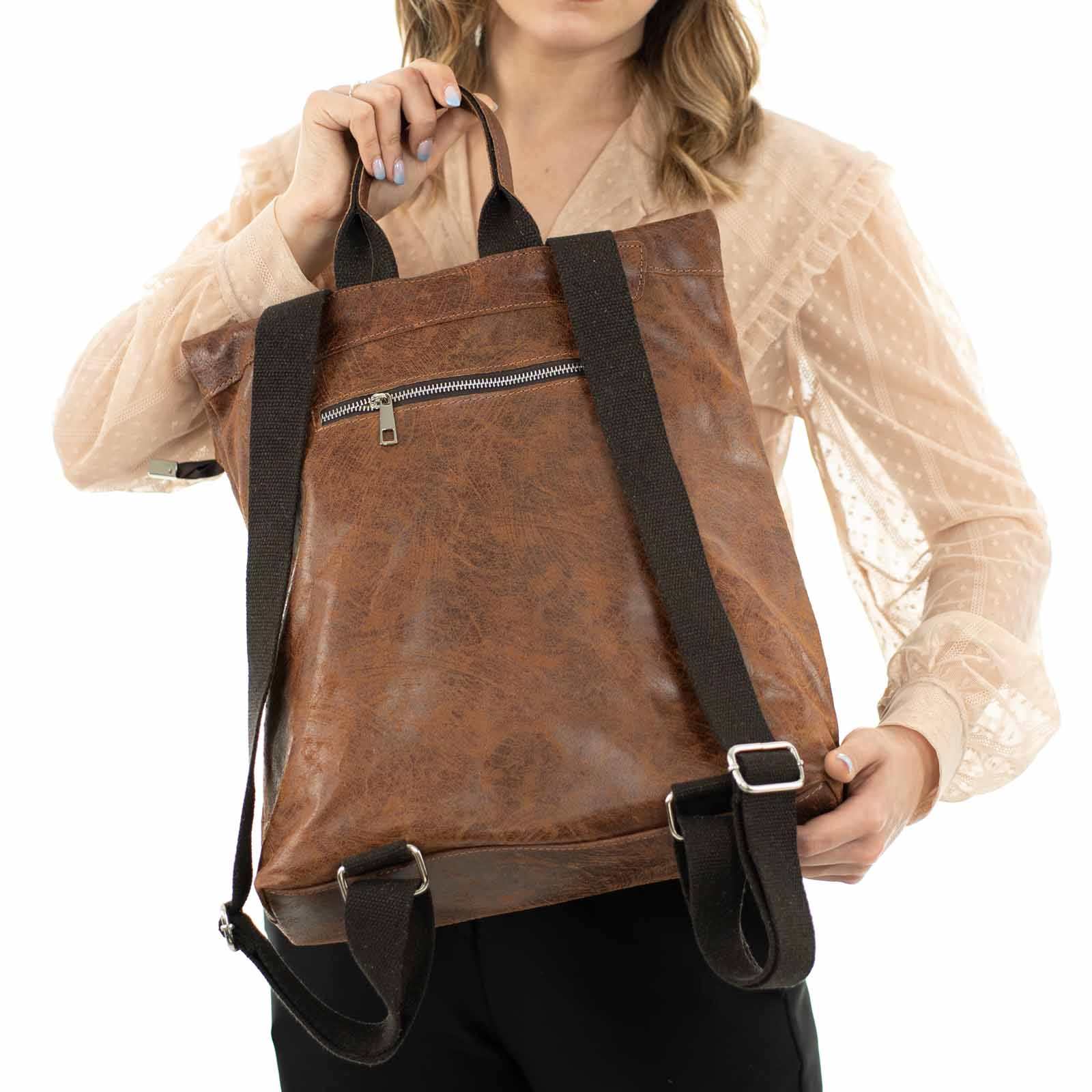 Zaino Borsa In Vera Pelle Donna Dettagli Argento Rindway