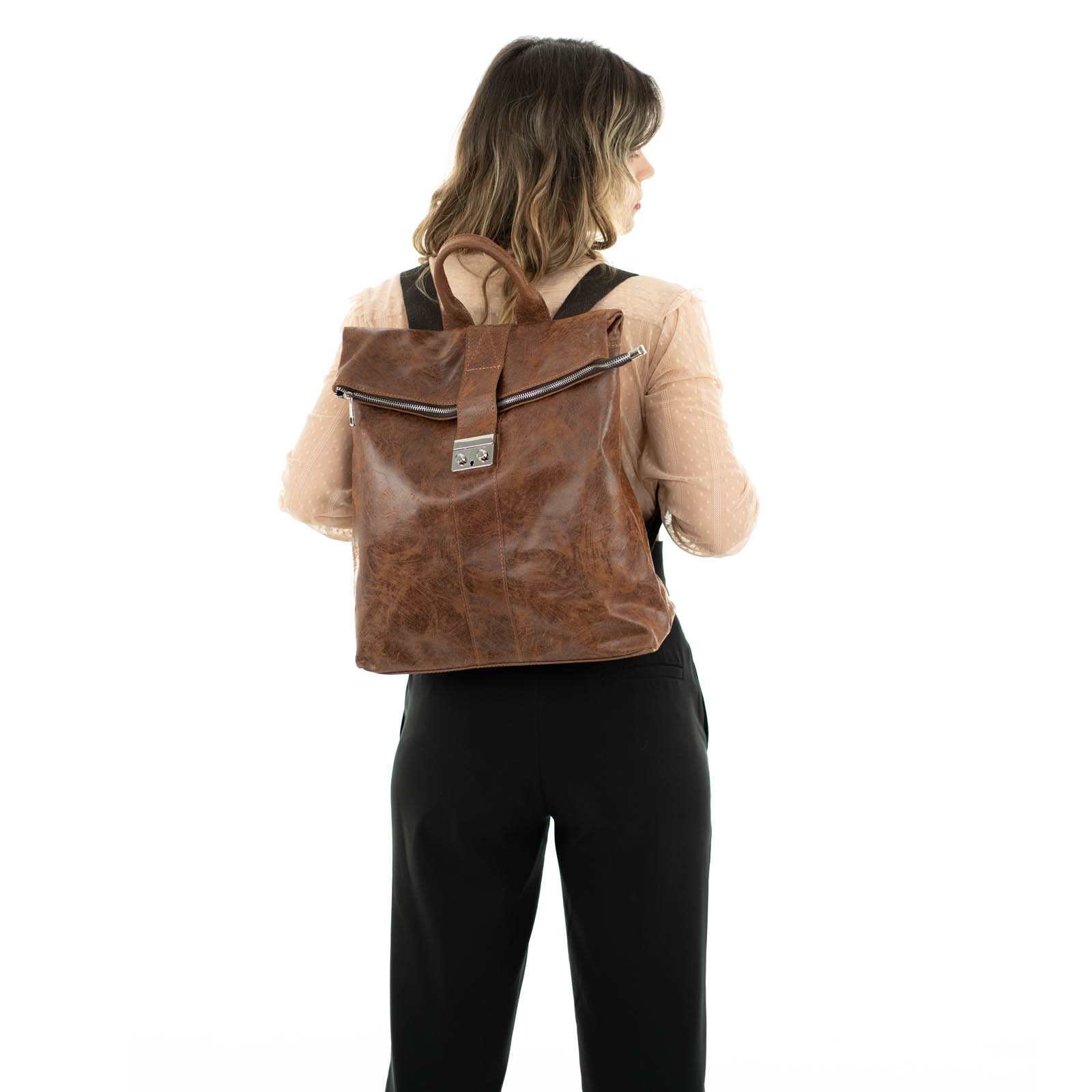 Zaino Borsa In Vera Pelle Donna Dettagli Argento Rindway