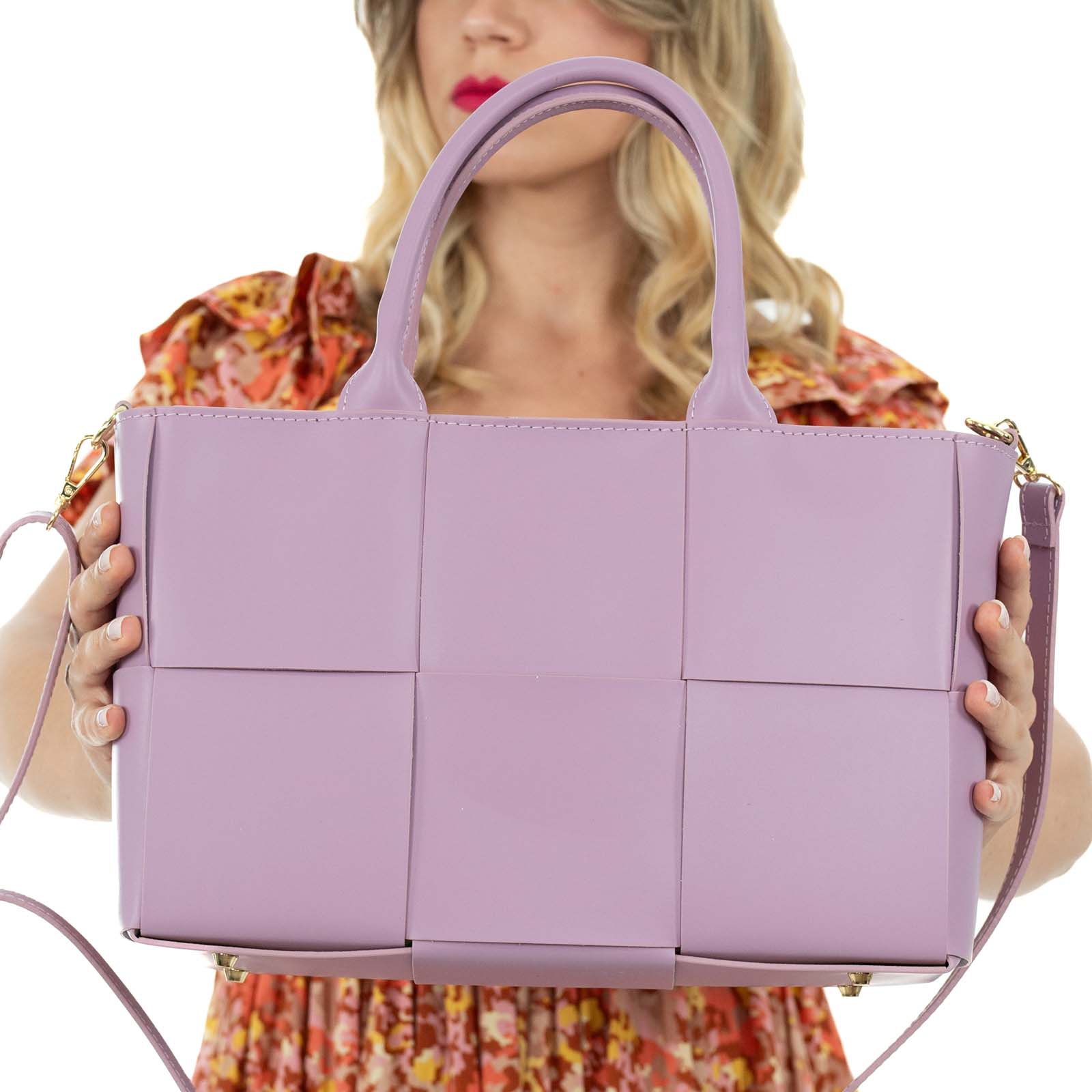 Borsa A Mano Media Con Tracolla In Vera Pelle Donna Intrecciata Rindway