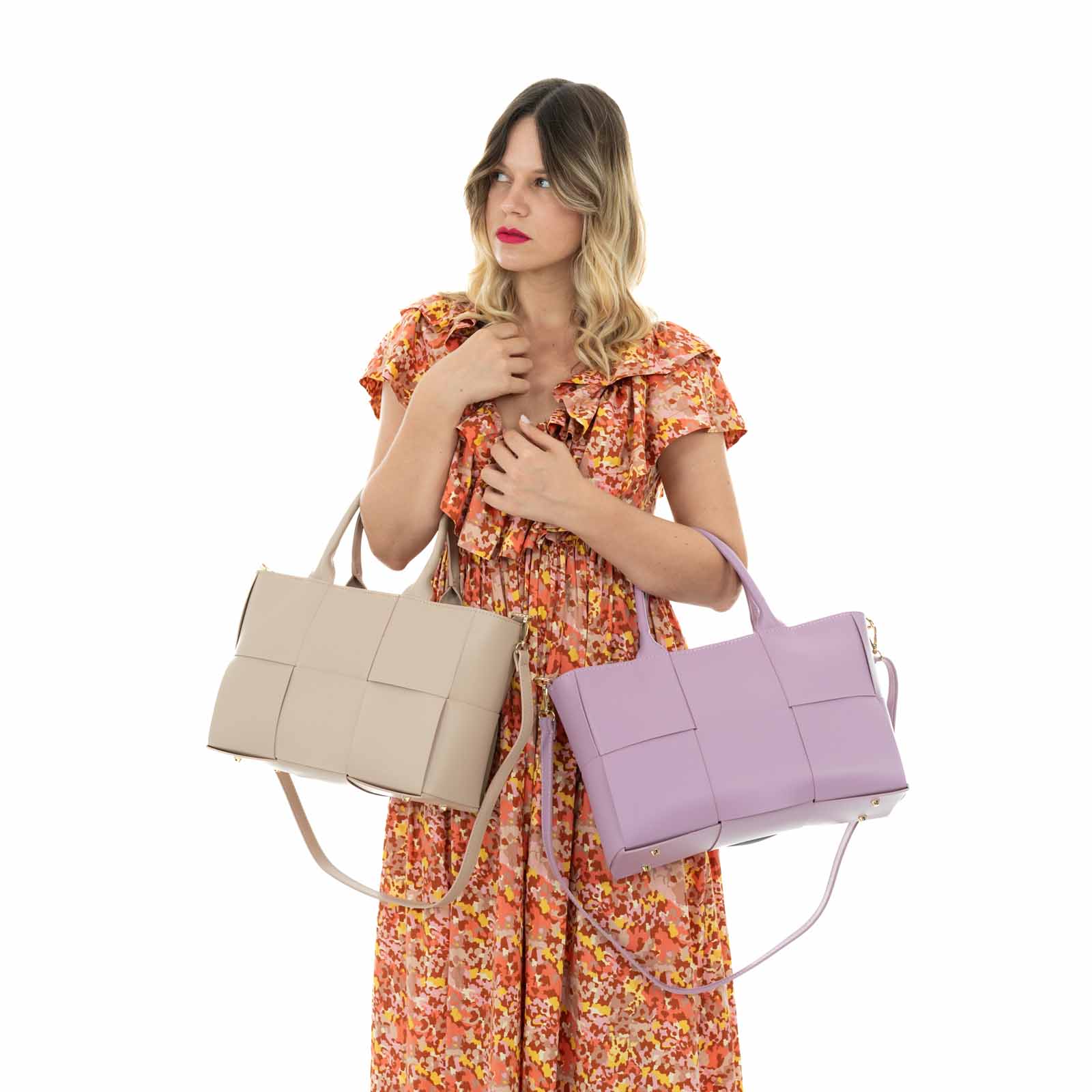 Borsa A Mano Media Con Tracolla In Vera Pelle Donna Intrecciata Rindway