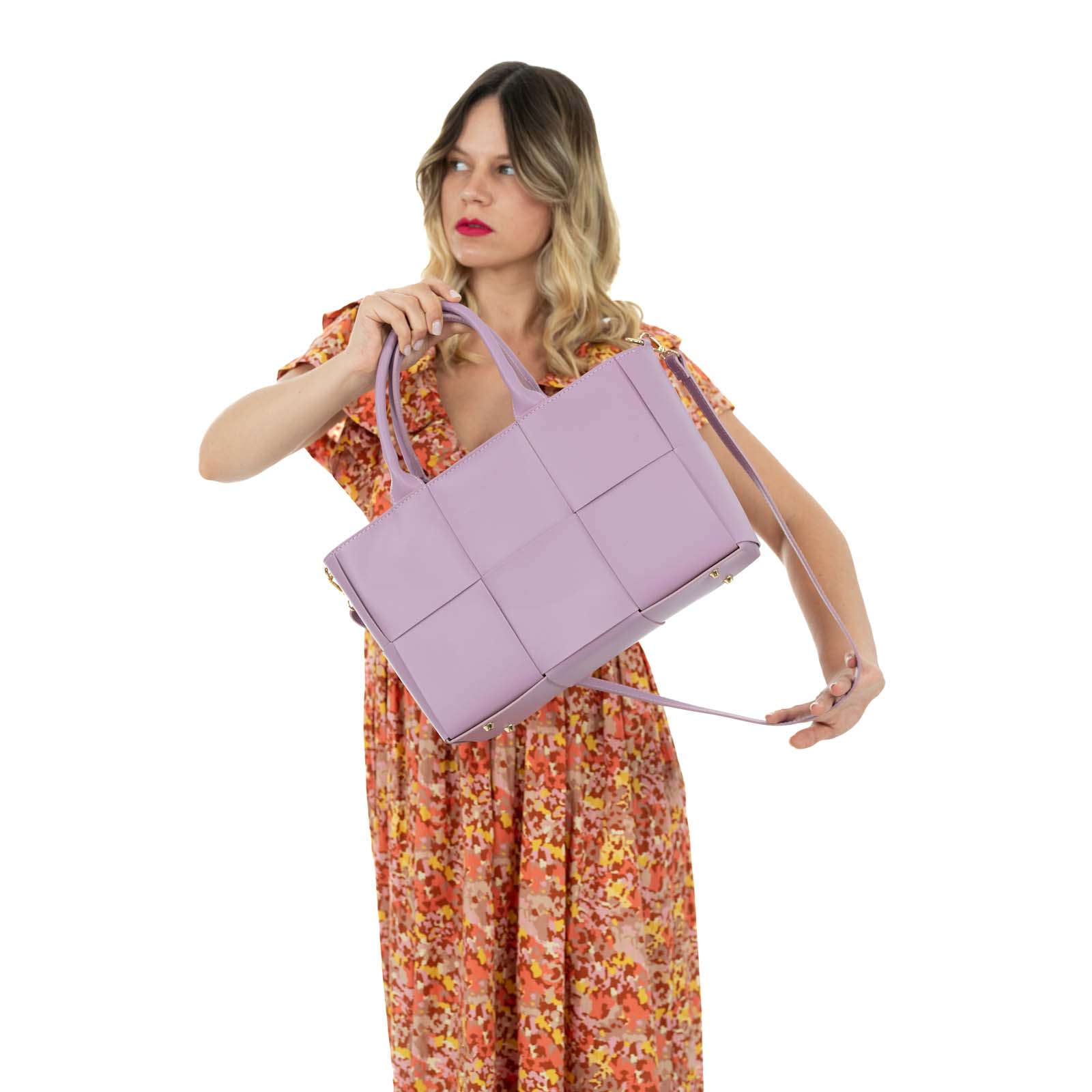 Borsa A Mano Media Con Tracolla In Vera Pelle Donna Intrecciata Rindway