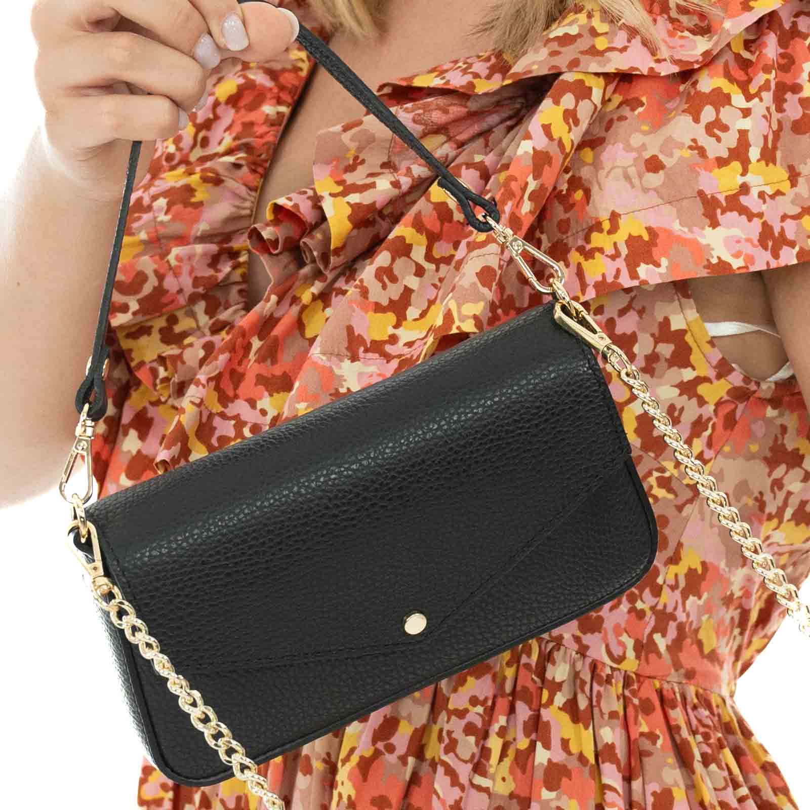 Borsa Clutch A Mano Con Tracolla In Vera Pelle Donna Rindway