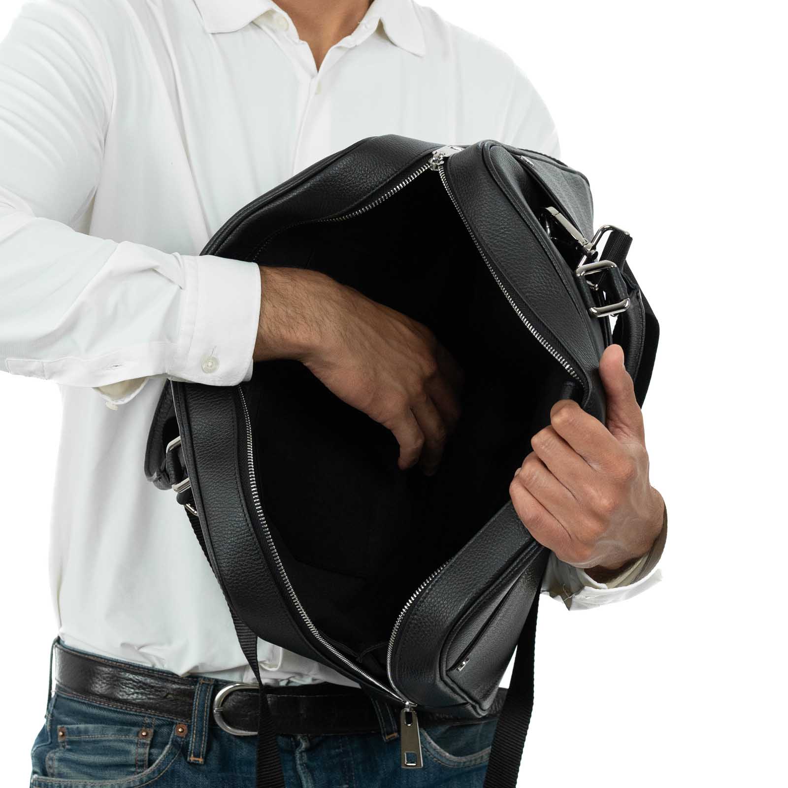 Borsa Porta Computer Da Lavoro In Vera Pelle Uomo Donna Tasche Esterne Rindway