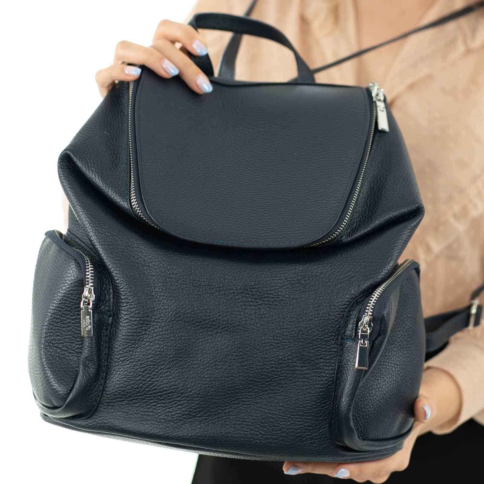 Zaino Borsa In Vera Pelle Donna Tasche Laterali Con Cerniera Rindway