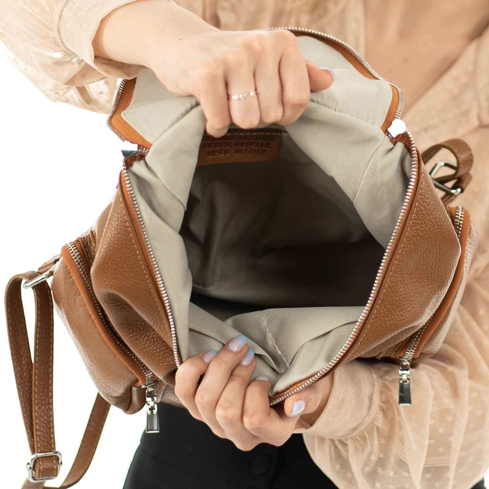 Zaino Borsa In Vera Pelle Donna Tasche Laterali Con Cerniera Rindway