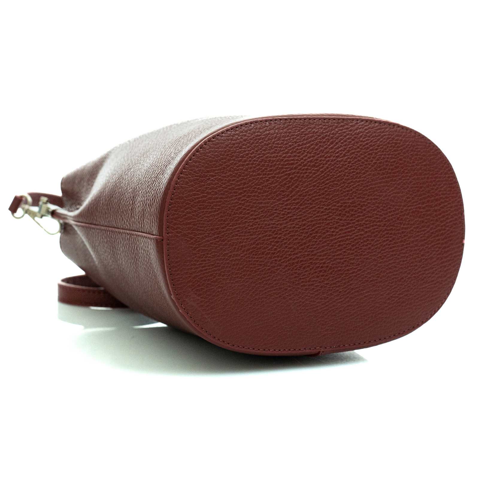 Borsa Secchiello Con Tracolla In Vera Pelle Donna Chiusura Clip Rindway