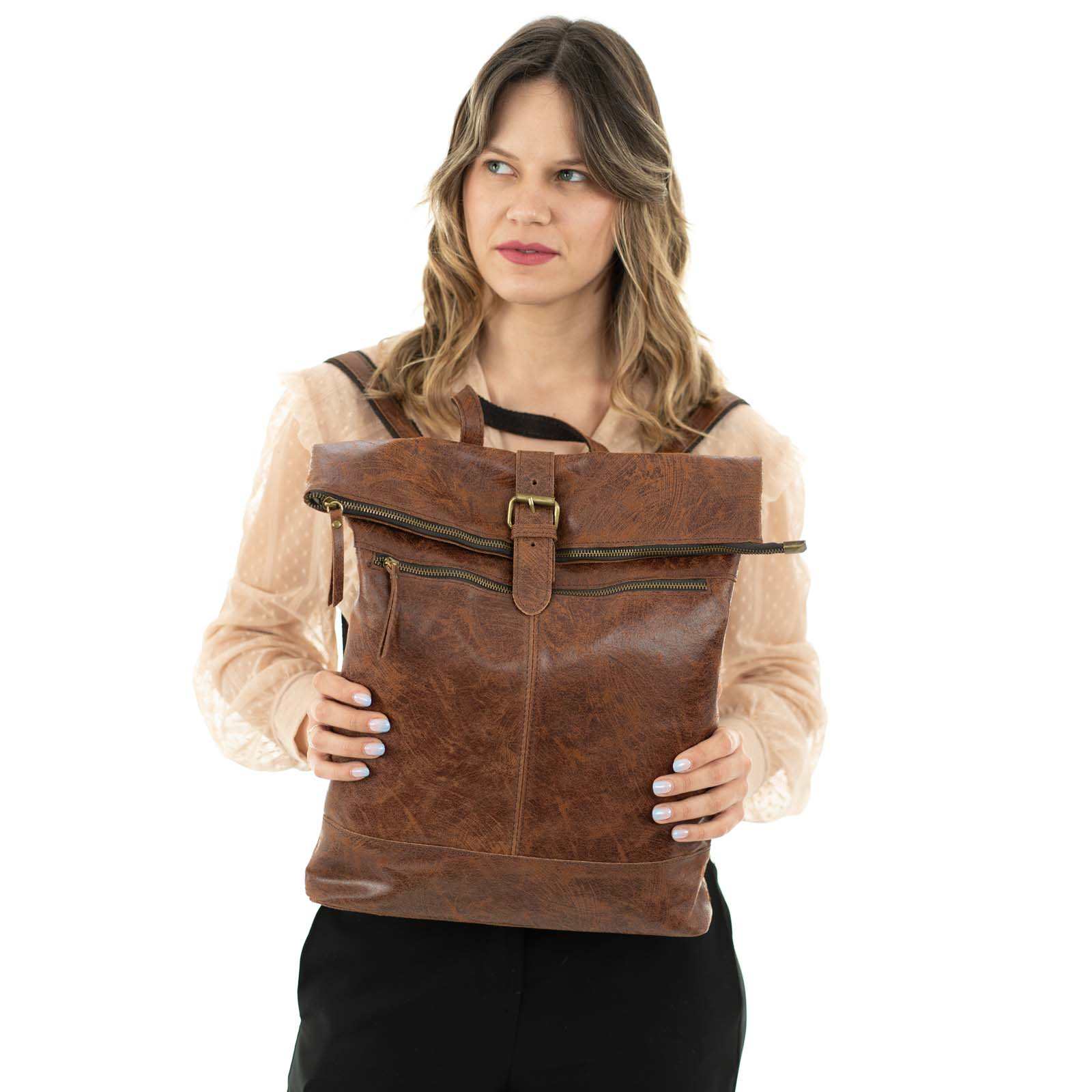 Zaino Borsa In Vera Pelle Donna Dettagli Bruniti Rindway