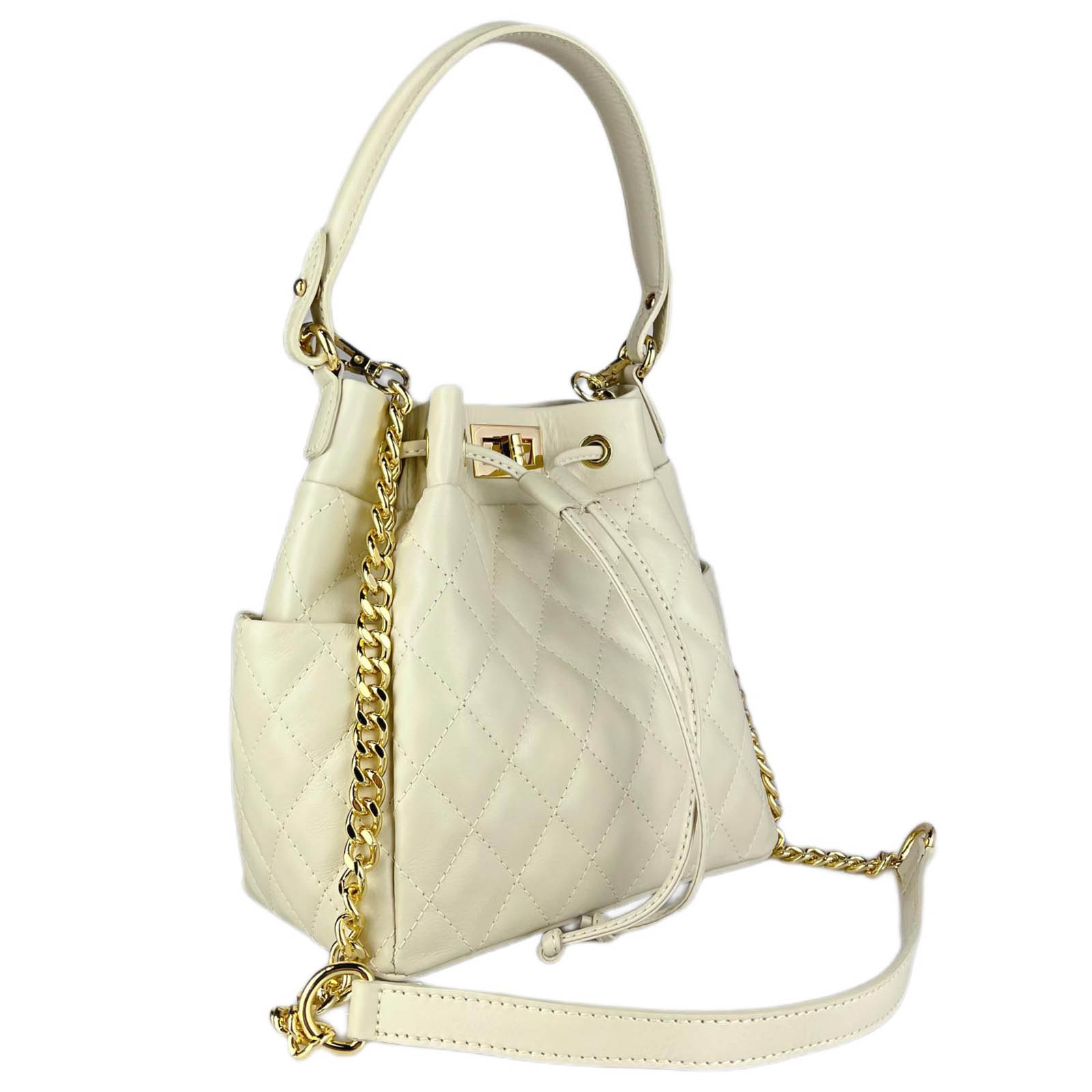 Borsa Secchiello Trapuntato In Vera Pelle Donna Rindway