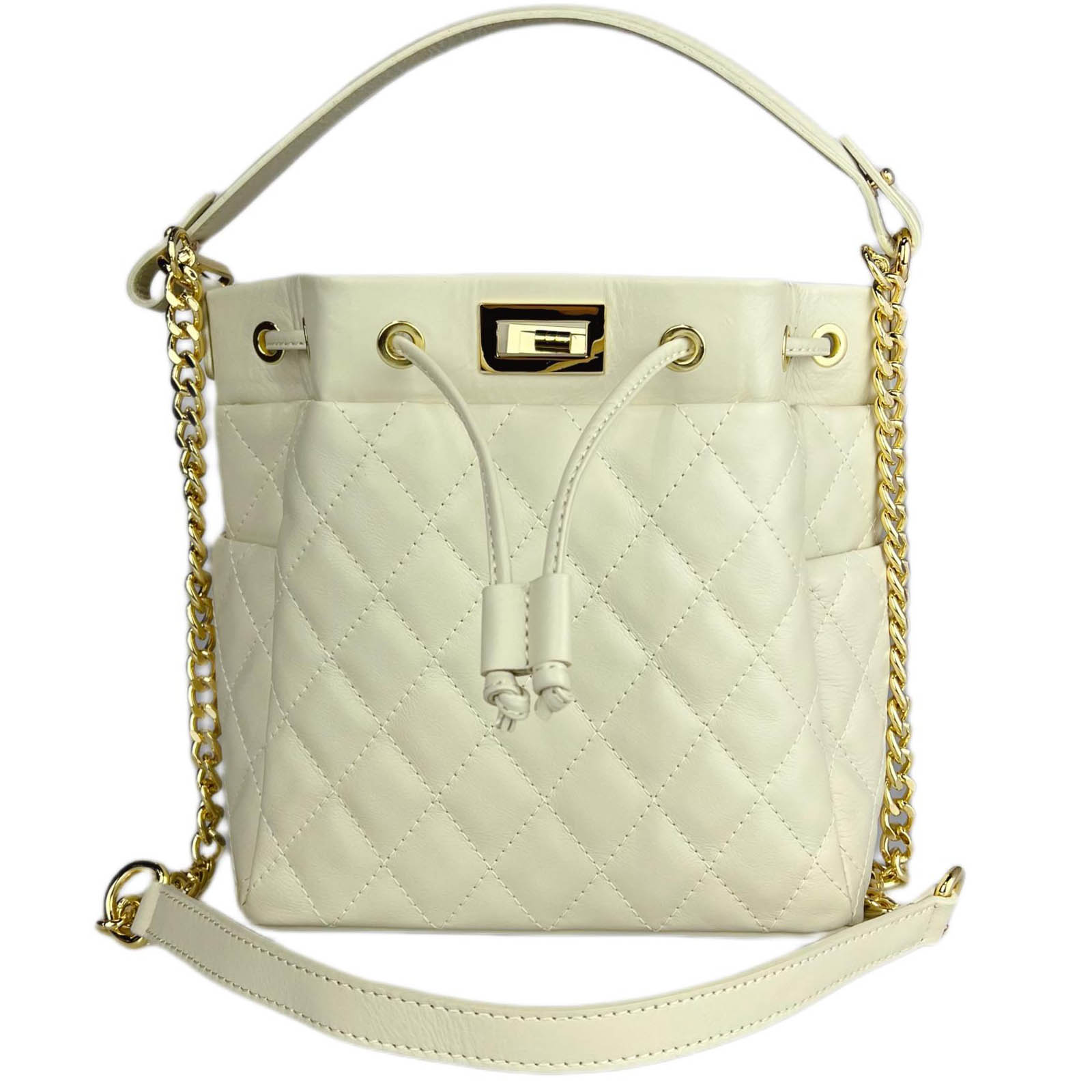 Borsa Secchiello Trapuntato In Vera Pelle Donna Rindway