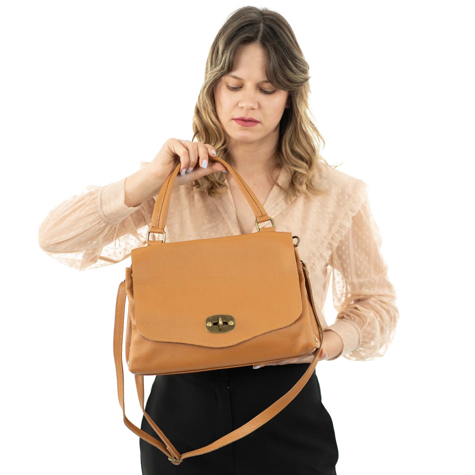 Borsa Postina A Mano Con Tracolla In Vera Pelle Donna Rindway