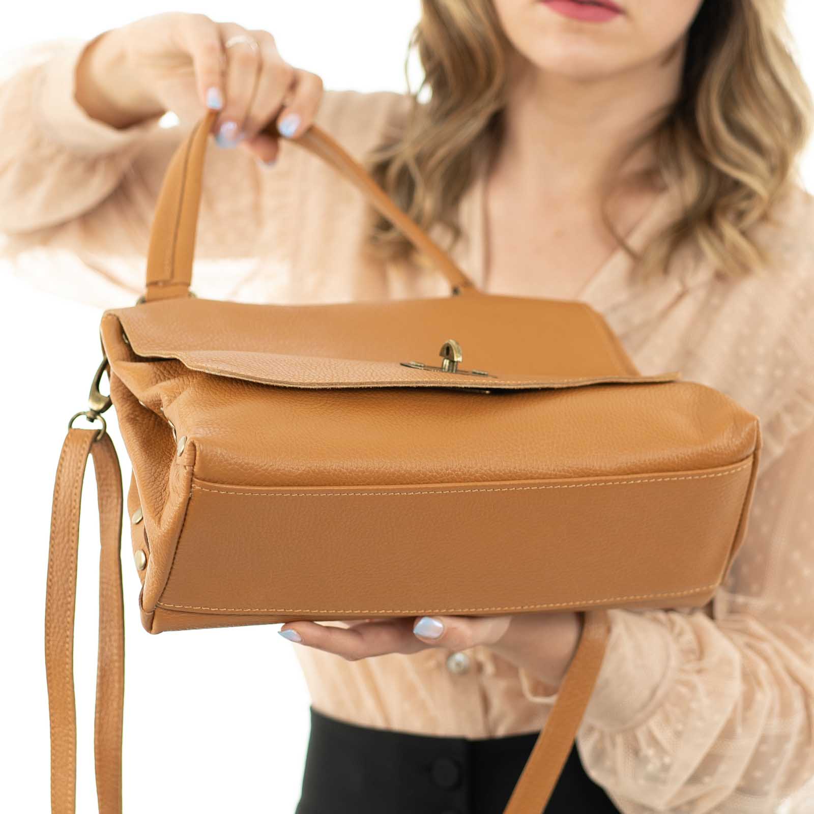 Borsa Postina A Mano Con Tracolla In Vera Pelle Donna Rindway