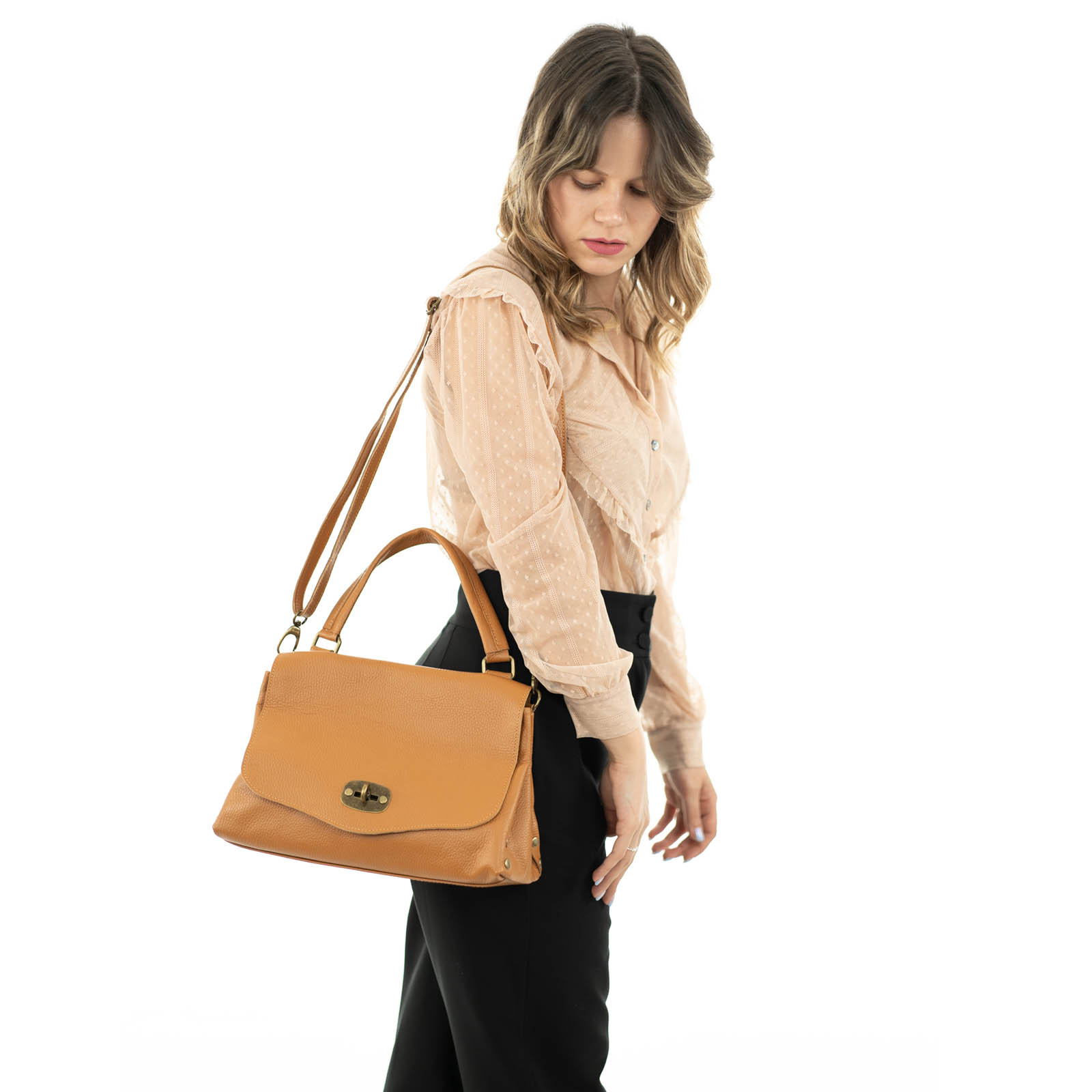 Borsa Postina A Mano Con Tracolla In Vera Pelle Donna Rindway