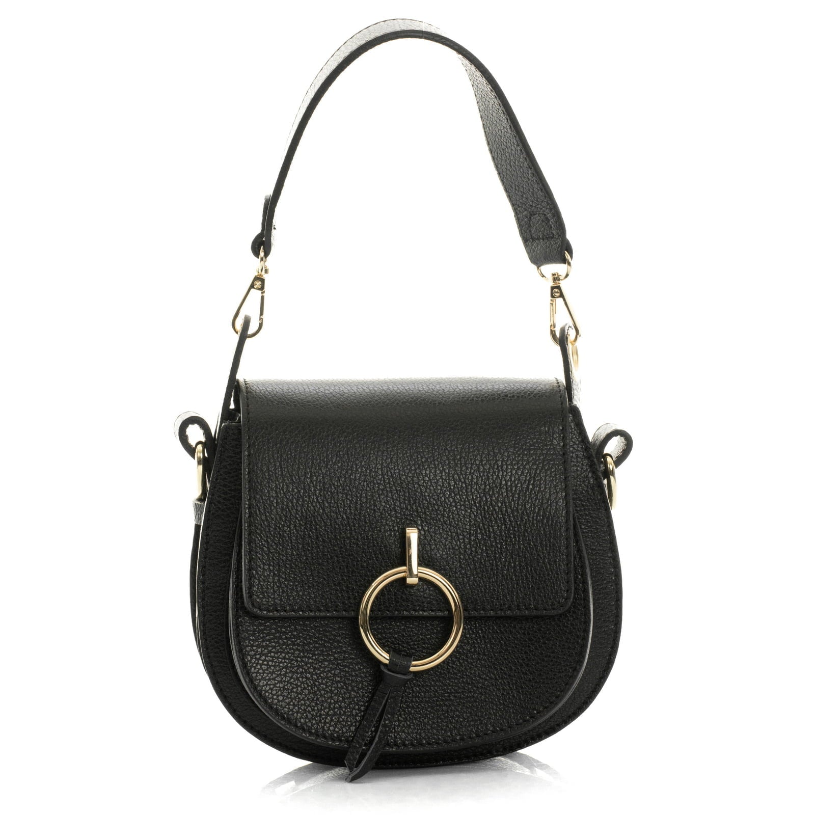 Borsa Hobo A Mano Con Tracolla In Vera Pelle Donna Dettagli Oro Rindway