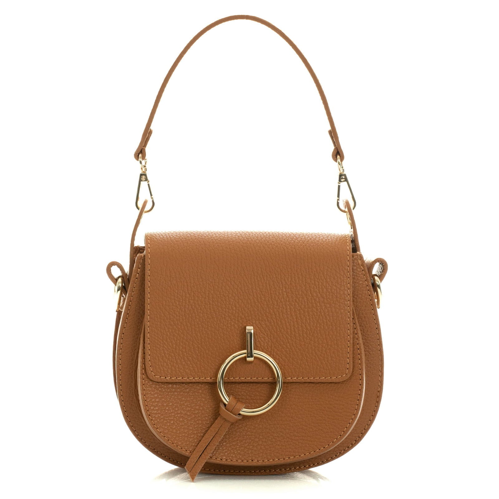 Borsa Hobo A Mano Con Tracolla In Vera Pelle Donna Dettagli Oro Rindway