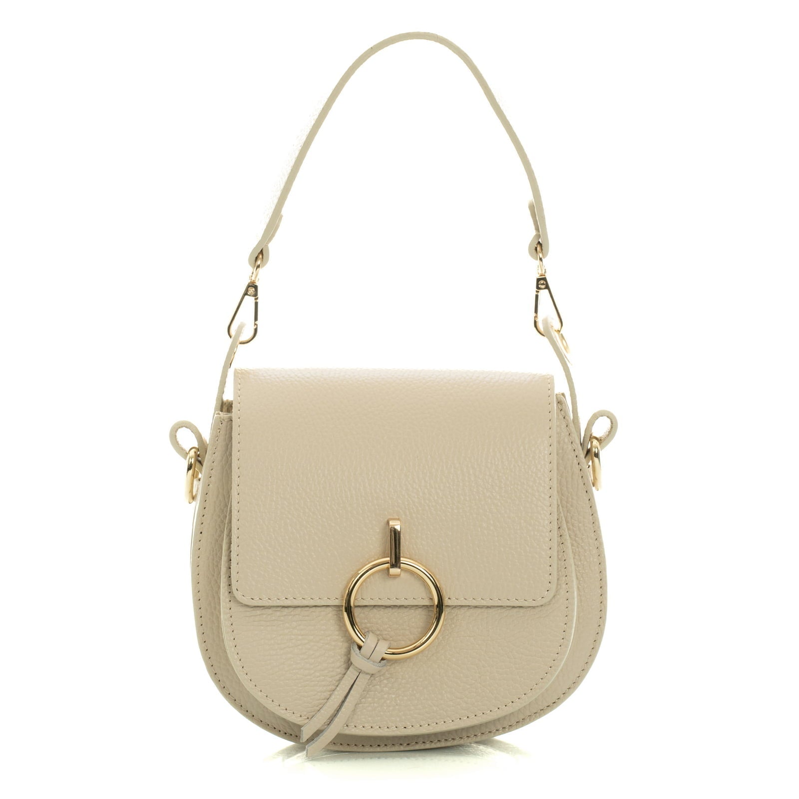 Borsa Hobo A Mano Con Tracolla In Vera Pelle Donna Dettagli Oro Rindway