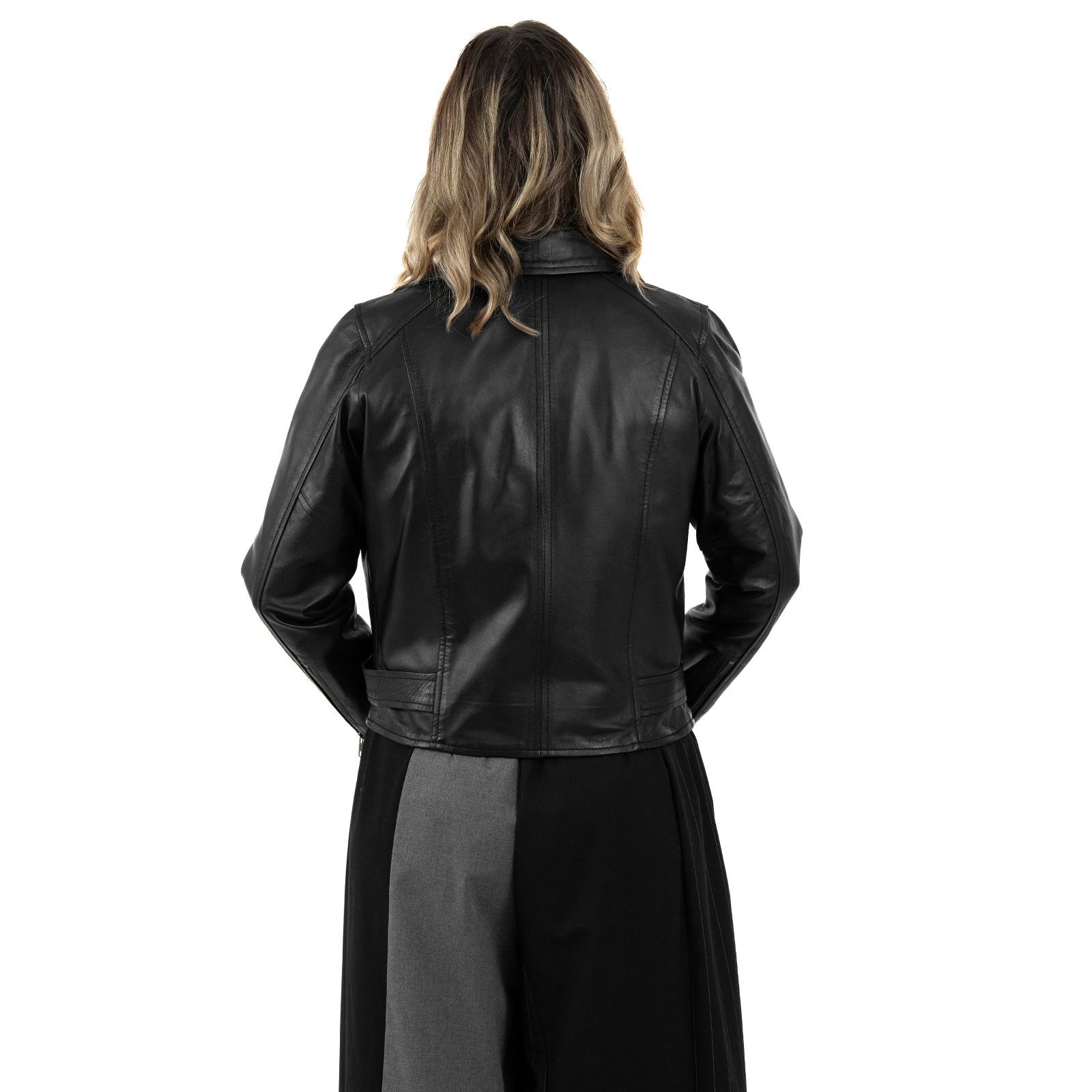 Chiodo Giacca In Vera Pelle Donna Slim Fit Con Cintura Cod.P04