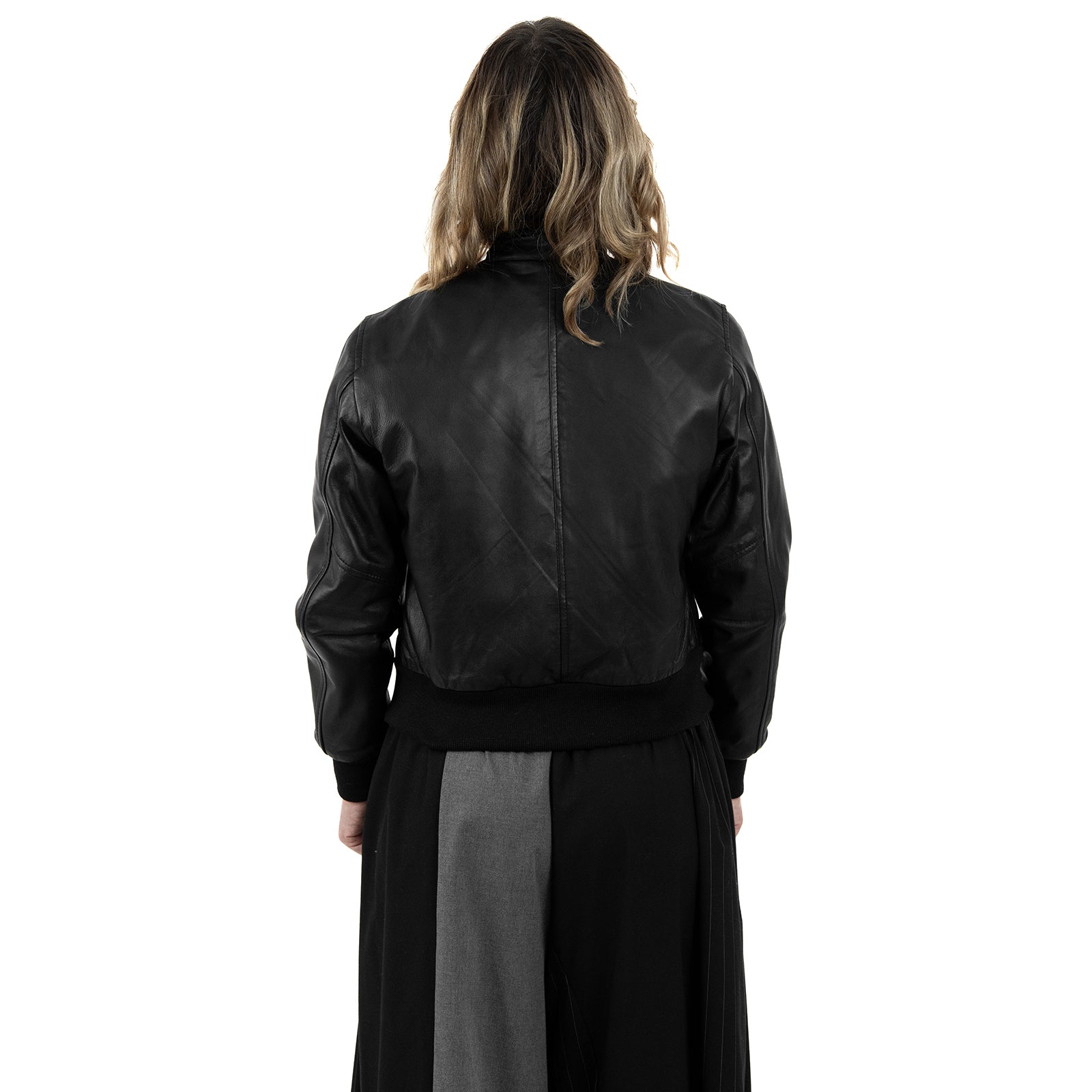 Bomber Giubbotto In Vera Pelle Donna Slim Fit Corto Con Collo in Pelle Cod.P01