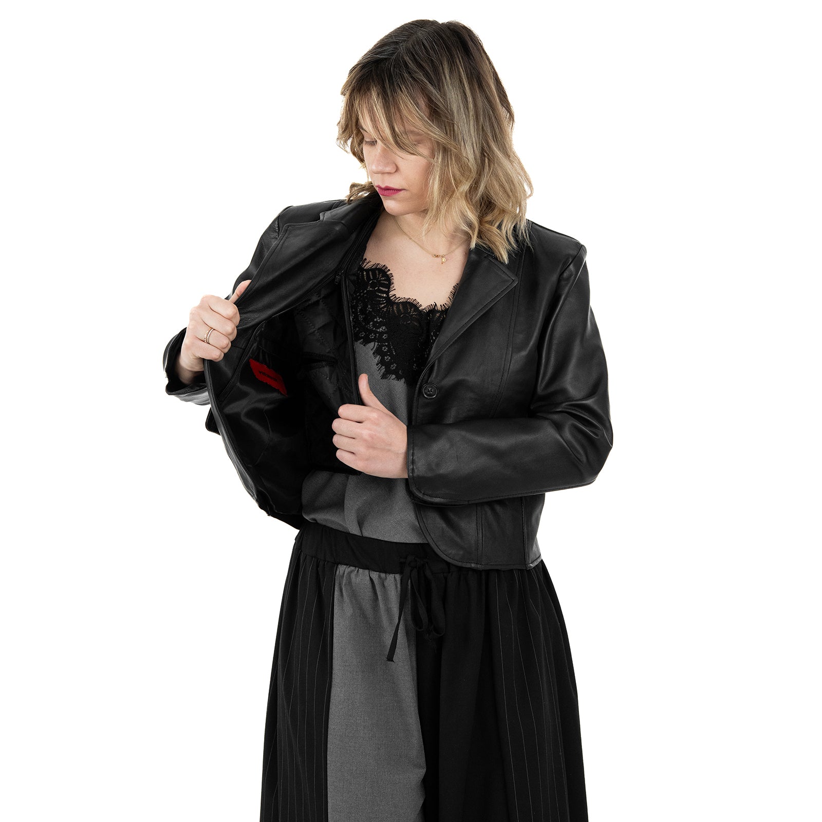 Giacca Due Bottoni In Vera Pelle Donna Slim Fit Cod.P06