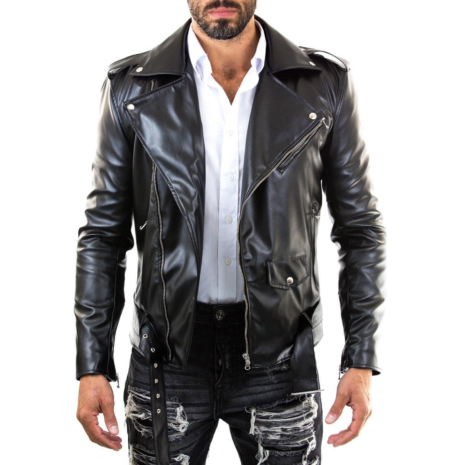 Giubbotto Giacca In Vera Pelle BLU Uomo Slim Produzione Artigianale Cod.186-Outlet Rindway (Copia)