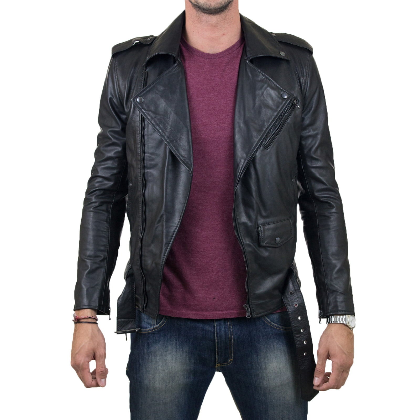 Giubbotto Giacca In Pelle PU Uomo Slim Produzione Artigianale Cod.136-Outlet Rindway