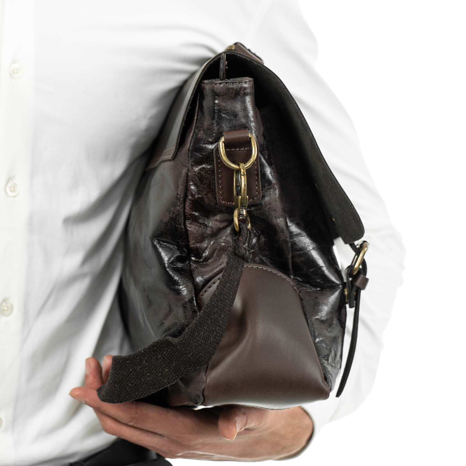 Borsa Da Lavoro In Vera Pelle Uomo Con Tache Esterne Coperte Rindway