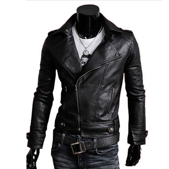 Biker Nail In Genuine Leather Black Men's Slim Reverse Wide Rindway