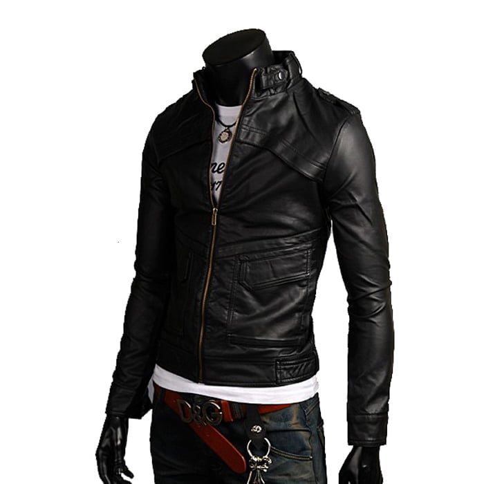 Slim Men's PU Leather Jacket Artisan Production Cod.242-Rindway Outlet