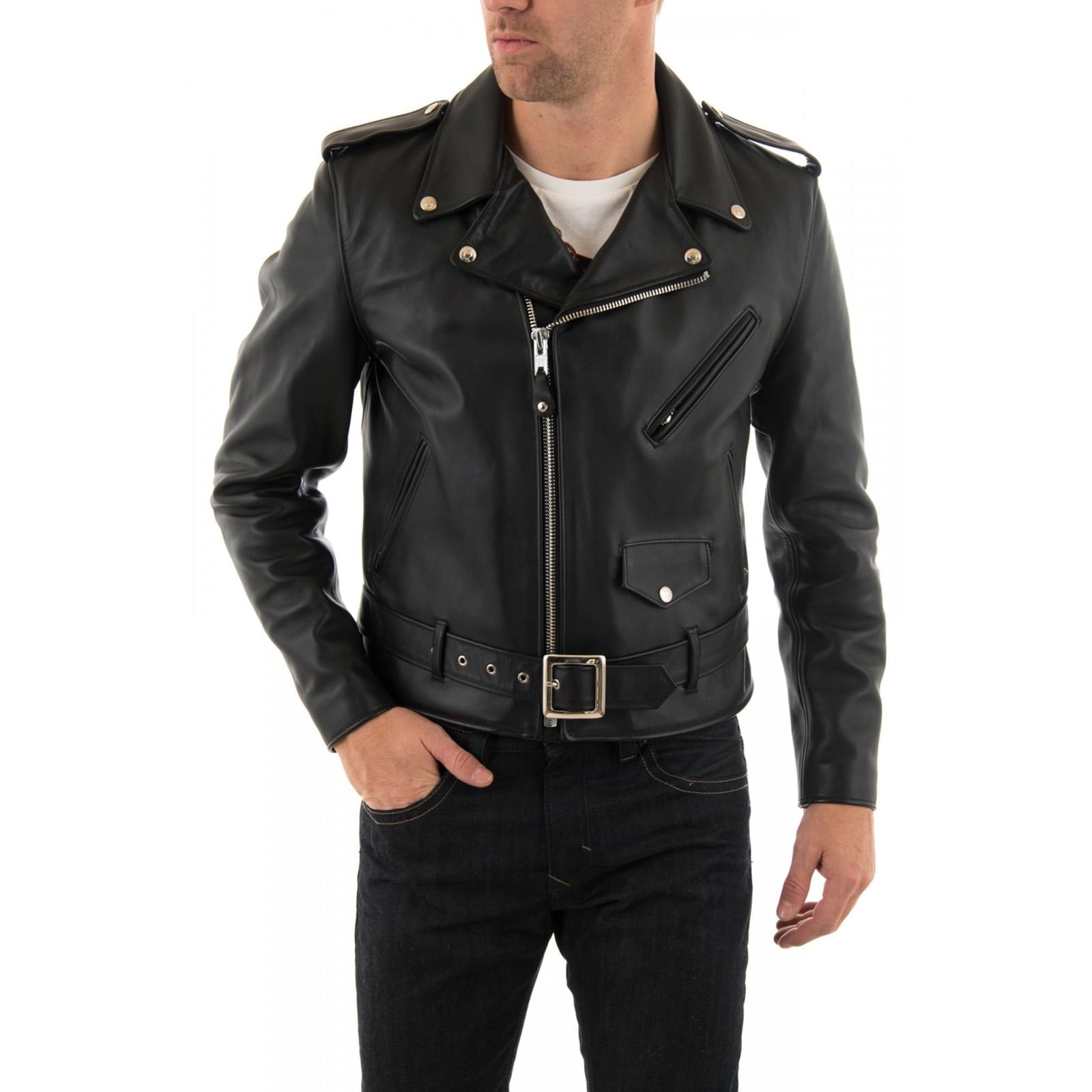 Slim Men's PU Leather Jacket Artisan Production Cod.070-Rindway Outlet