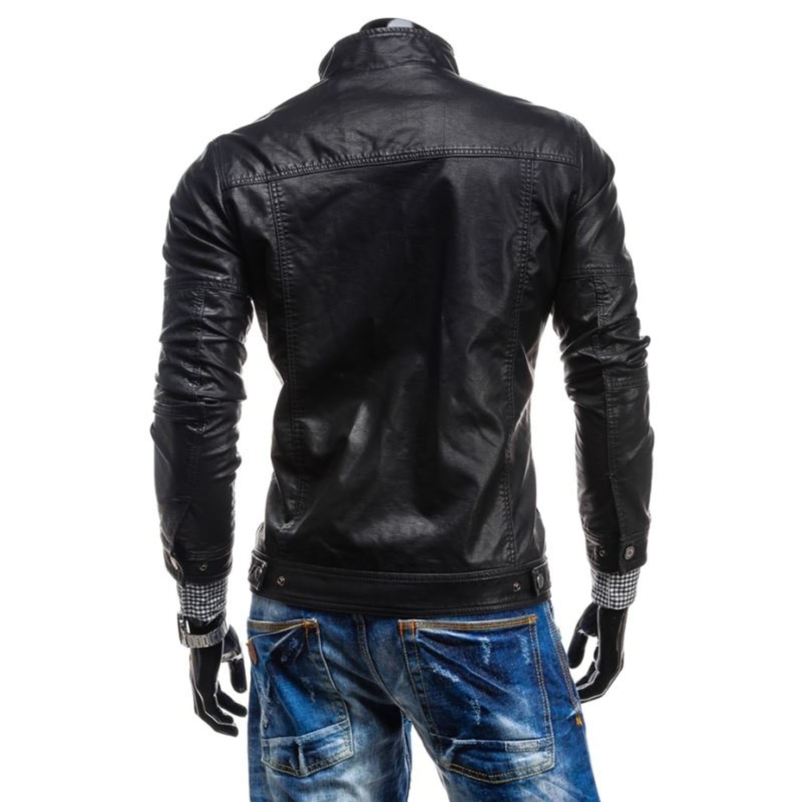 Slim Men's PU Leather Jacket Artisan Production Cod.041-Rindway Outlet