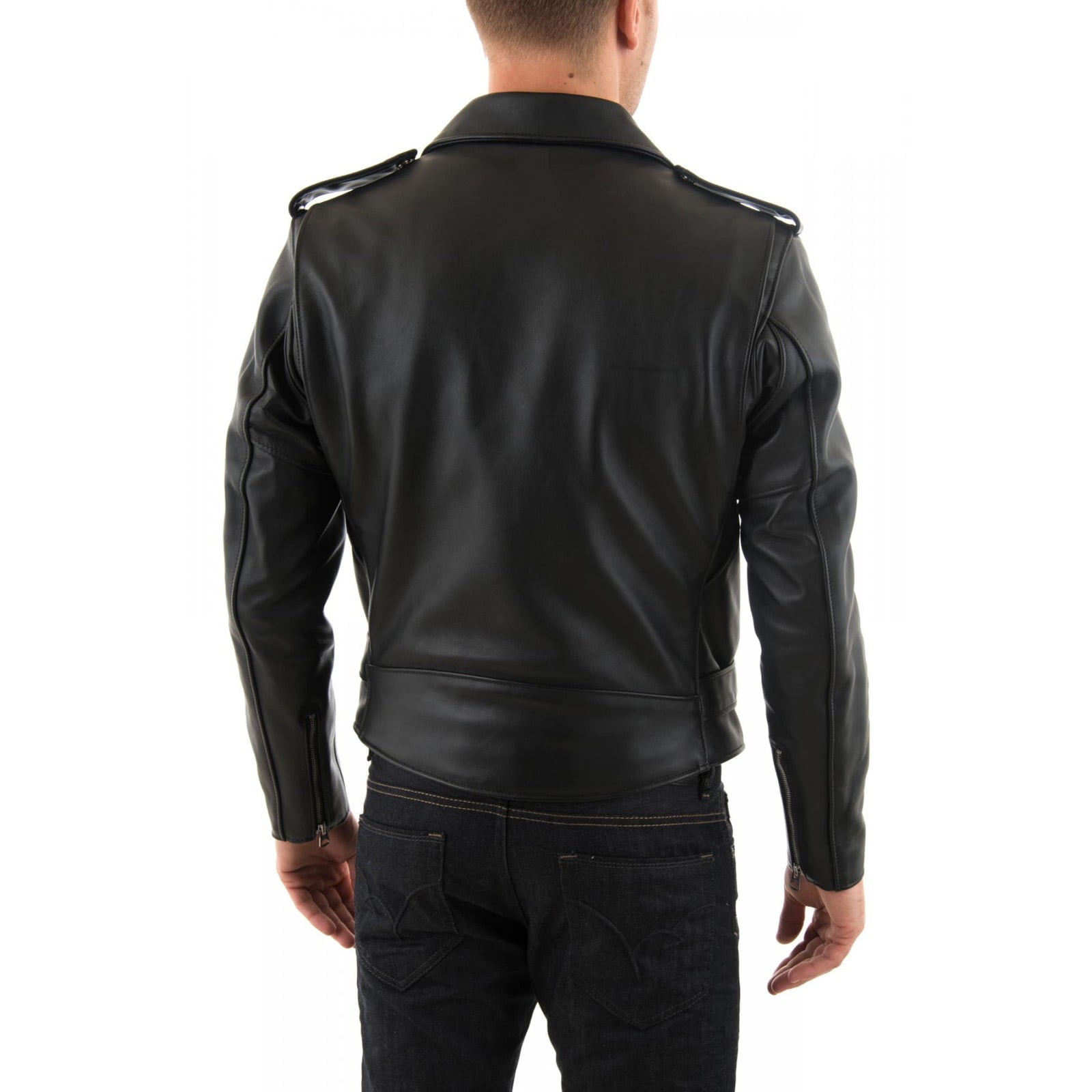 Slim Men's PU Leather Jacket Artisan Production Cod.070-Rindway Outlet