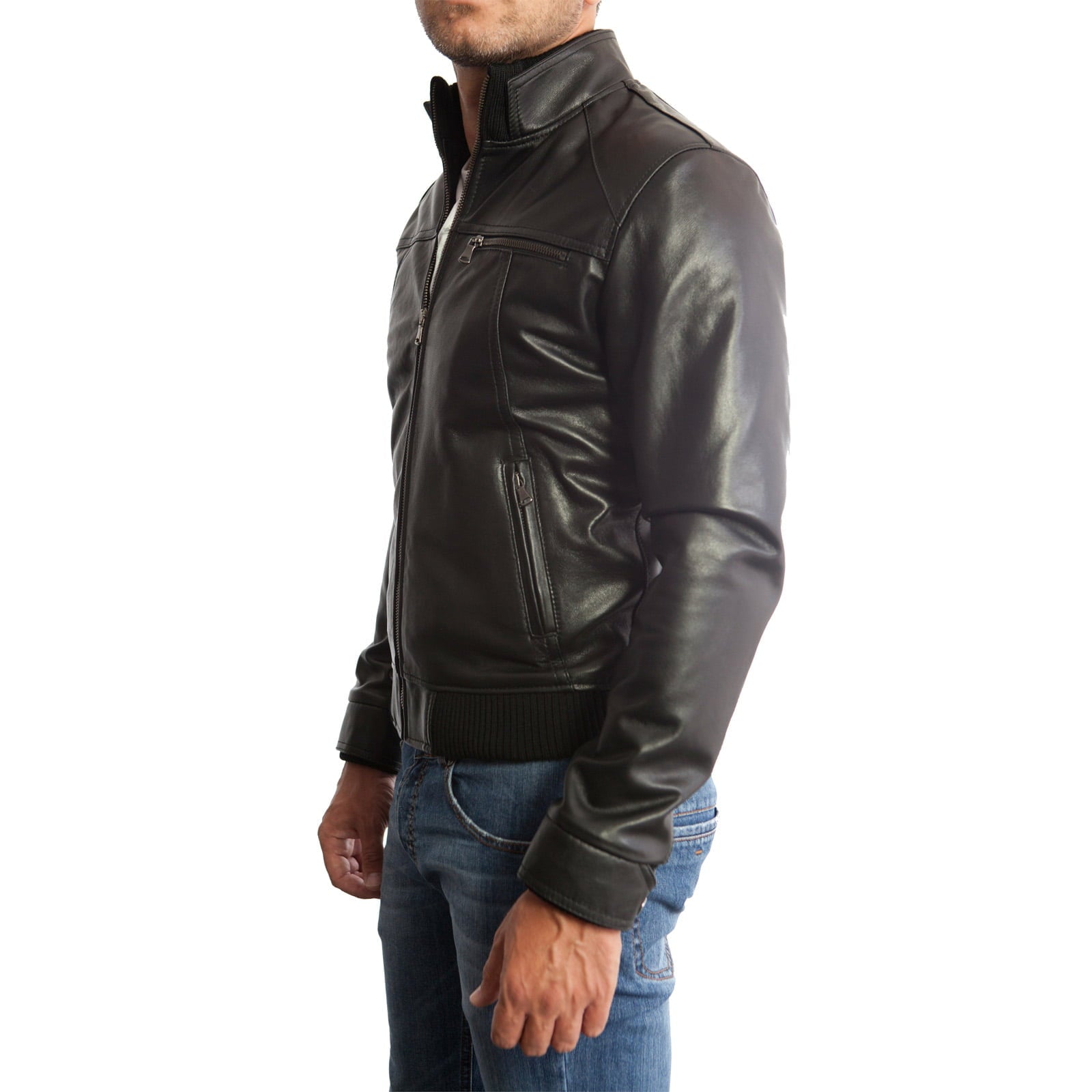 Slim Men's Genuine Leather Jacket Artisan Production Cod.094-Rindway Outlet