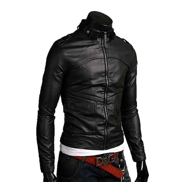 Slim Men's PU Leather Jacket Artisan Production Cod.242-Rindway Outlet