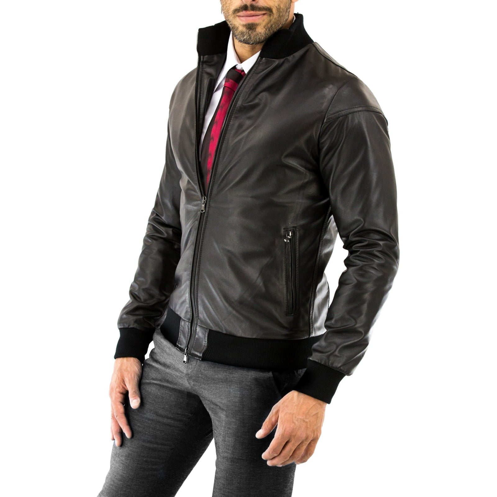 Men's Slim Genuine Leather Jacket Jacket Artisan Production Cod.125-Outlet Rindway